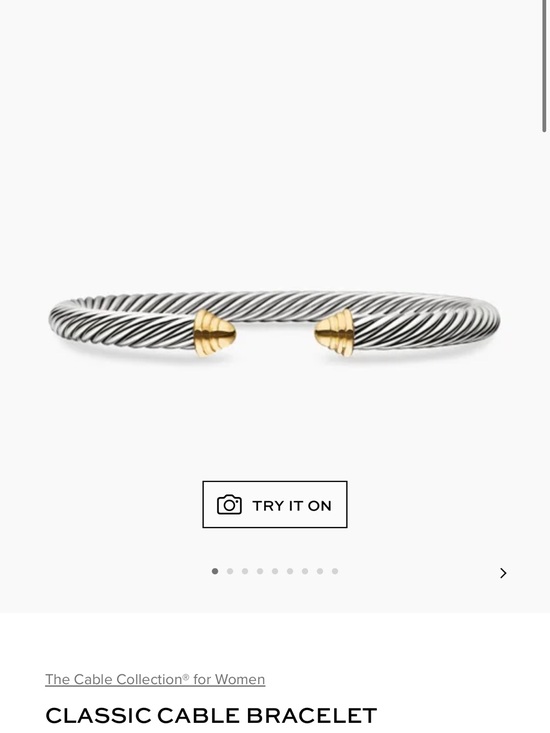 David Yurman Jewelry - David Yurman Two-Tone Cable Cuff Bracelet in Silver and Gold 4mm